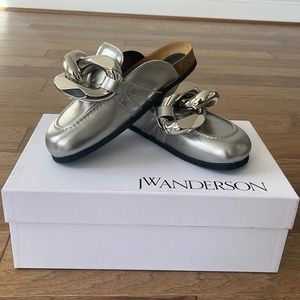 JW Anderson Chain Mules Silver, Size 7.